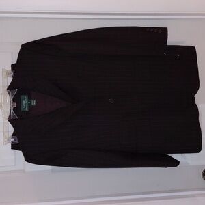 Lauren Ralph Lauren Suit, Pencil Skirt, Blazer, Size 10, Brown Pinstripe